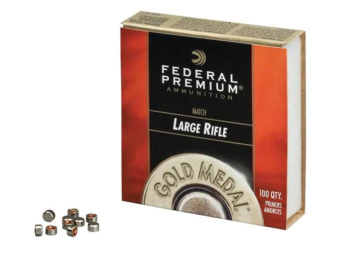 httpsblackhillsshooterssupply.comwp-contentuploads202406WhatsApp-Image-2021-03-12-at-10.35.24-3.jpeg Federal Premium Gold Medal Large Rifle Match Primers #210M Box of 1000 (10 Trays of 100) - Image 1