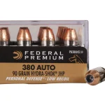 Federal Premium Personal Defense Reduced Recoil Ammunition 380 ACP 90 Grain Hydra-Shok Jacketed Hollow Point