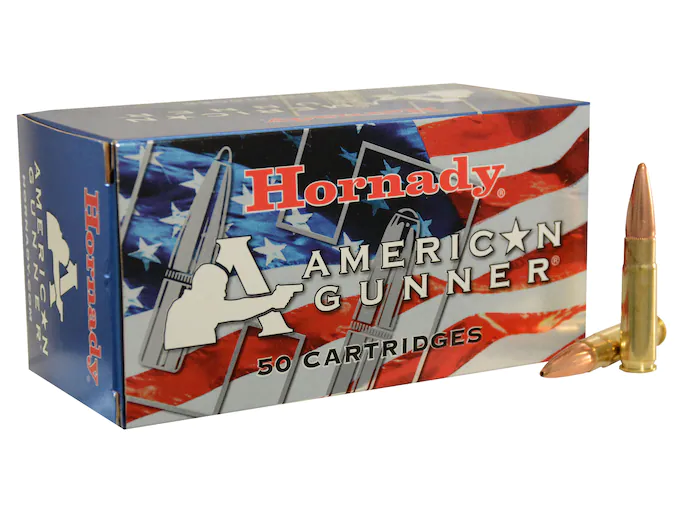 httpsblackhillsshooterssupply.comwp-contentuploads20250118-11.webp Hornady American Gunner Ammunition 300 AAC Blackout 125 Grain Hollow Point Boat Tail Box of 50 - Image 1