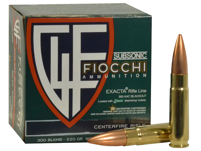 httpsblackhillsshooterssupply.comwp-contentuploads20250125-1.webp Fiocchi Exacta Ammunition 300 AAC Blackout Subsonic 220 Grain Sierra MatchKing Hollow Point Boat Tail - Image 1