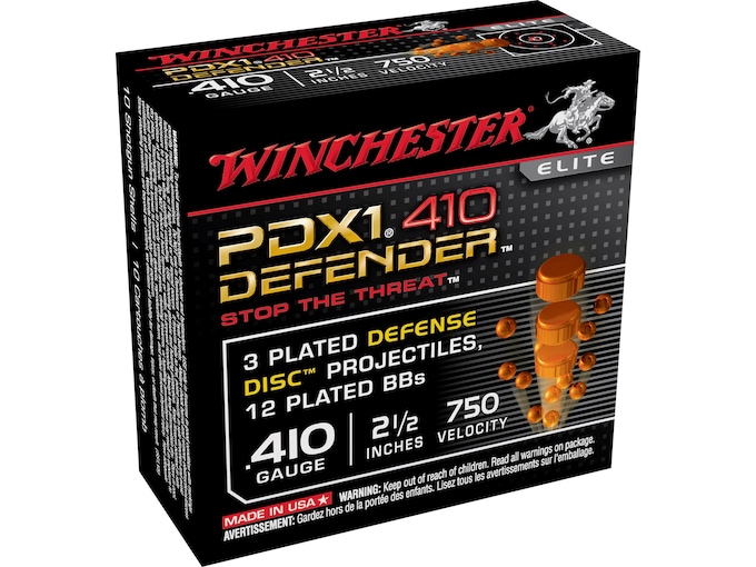 httpsblackhillsshooterssupply.comwp-contentuploads202501393924.jpg Winchester PDX1 Defender Ammunition 410 Bore 2-1/2″ 3 Disks over 1/4 oz BB Shot - Image 1