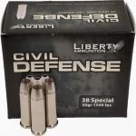 Liberty Civil Defense Ammunition 38 Special 50 Grain Fragmenting Hollow Point Lead-Free Box of 20