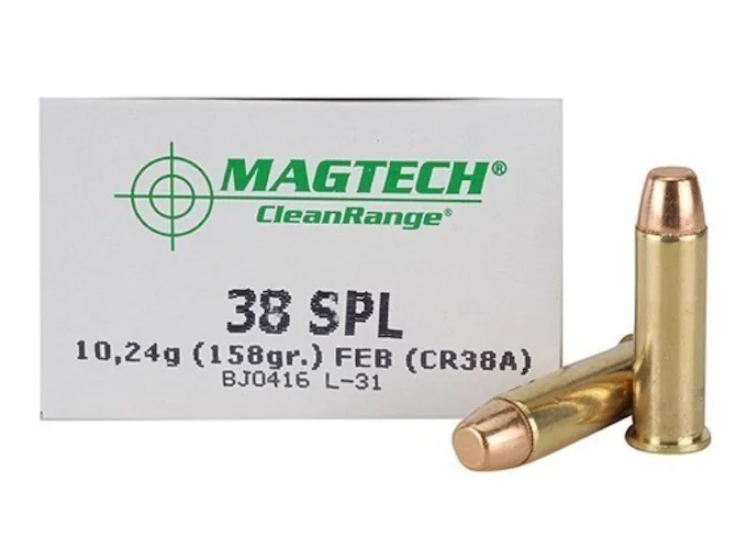 httpsblackhillsshooterssupply.comwp-contentuploads2025017-56.webp Magtech Clean Range Ammunition 38 Special 158 Grain Encapsulated Flat Nose - Image 1