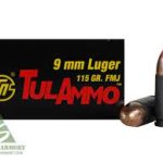 TulAmmo Ammunition 9mm Luger 115 Grain Full Metal Jacket (Bi-Metal) Steel Case Berdan Primed  (20 box of 50)