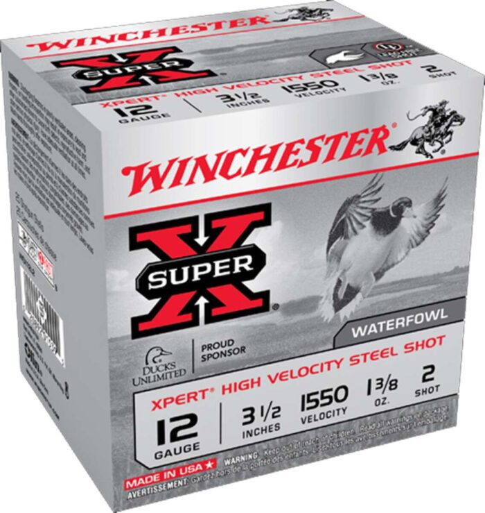 httpsblackhillsshooterssupply.comwp-contentuploads202507WIN-WEX12L_1-700x739-1.jpg Winchester SuperX Waterfowl Xpert High Velocity Steel Shot 12 GA 3 1/2″ 1 3/8oz 1550FPS - Image 1