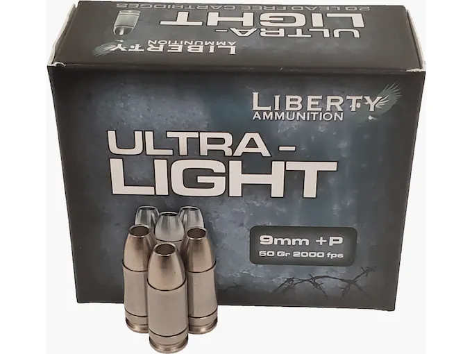 httpsblackhillsshooterssupply.comwp-contentuploads202508Liberty-Ultra-Light-Ammunition-9mm-Luger-P-50-Grain-Fragmenting-Hollow-Point-Lead-Free-Box-of-20-.webp Liberty Ultra-Light Ammunition 9mm Luger +P 50 Grain Fragmenting Hollow Point Lead Free Box of 20 - Image 1