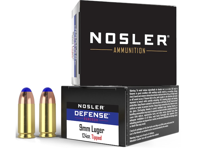 httpsblackhillsshooterssupply.comwp-contentuploads202508Nosler-Defense-Ammunition-9mm-Luger-P-124-Grain-Bonded-Tipped-Box-of-20-.jpeg Nosler Defense Ammunition 9mm Luger +P 124 Grain Bonded Tipped Box of 20 - Image 1