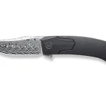 WE Knife Shuddan Folding Knife 3.48″ Trailing Point Damasteel Hakkapella Blade Titanium Handle Black