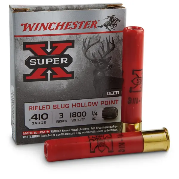 httpsblackhillsshooterssupply.comwp-contentuploads202508WINCHESTER.webp Winchester Super-X 410 Gauge 3″ 1/4 Oz Rifled Slugs 50 Rounds - Image 1