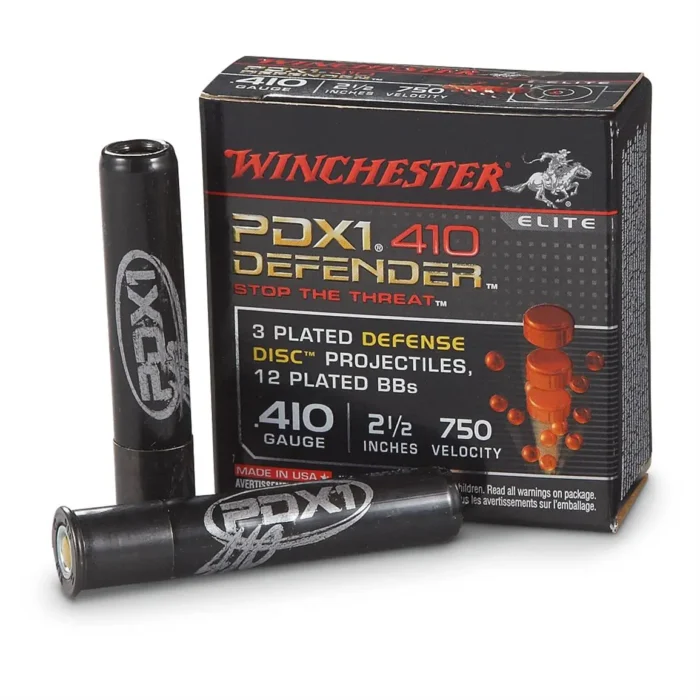 httpsblackhillsshooterssupply.comwp-contentuploads202508Winchester-PDX1-700x700-1.webp Winchester PDX1 410 Gauge 2 1/2″ Shells Self Defense Discs 500 Rounds - Image 1