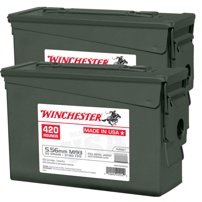 httpsblackhillsshooterssupply.comwp-contentuploads202508Winchester-XM193-5.56-NATO-Ammunition-840-Rounds-55-Grain-FMJ-700x700-1.jpeg Winchester XM193 5.56 NATO Ammunition 840 Rounds 55 Grain FMJ - Image 1