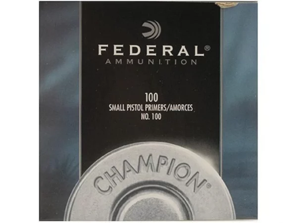 httpsblackhillsshooterssupply.comwp-contentuploads202508fedra-600x450-1.webp Federal Small Pistol Primers #100 Box of 1000 (10 Trays of 100) - Image 1