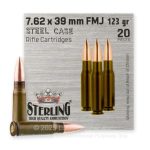 7.62×39 – 123 Grain FMJ – Sterling – 1000 Rounds
