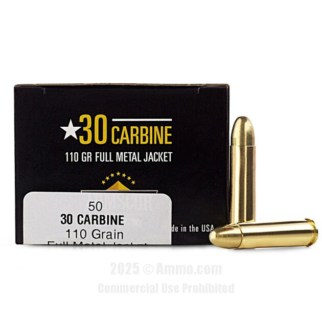 httpsblackhillsshooterssupply.comwp-contentuploads202508hu47hu6h.jpg Armscor USA 30 Carbine Ammo – 50 Rounds of 110 Grain FMJ Ammunition - Image 1