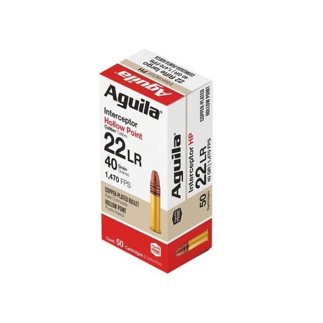 httpsblackhillsshooterssupply.comwp-contentuploads2025112337_source_1739921252-640x640-1.jpg Aguila .22LR Interceptor 40gr. Copper Plated Hollow Point Ammo – 500 Rounds - Image 1