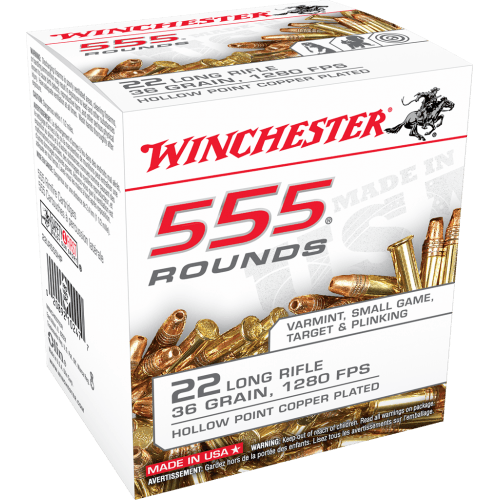 httpsblackhillsshooterssupply.comwp-contentuploads202511555-500x500-1.png Winchester Target & Small Game 22LR 36gr Ammunition – 555Rounds - Image 1