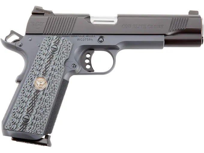 httpsblackhillsshooterssupply.comwp-contentuploads2025116y4y4yyyyy6y.webp Wilson Combat CQB Elite 1911 Carry 9mm Luger Pistol 5″ Barrel 10+1 Round Black Slide Black/Gray Grip Gray Frame - Image 1
