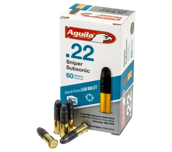 httpsblackhillsshooterssupply.comwp-contentuploads202511Aguila-Sniper-Subsonic-50-Rounds-1000x1000-e1752213173992-700x620-1.jpg Aguila 22 Win Mag High Velocity Semi-Jacketed Soft Point 40gr Ammunition – SubSonic - Image 1