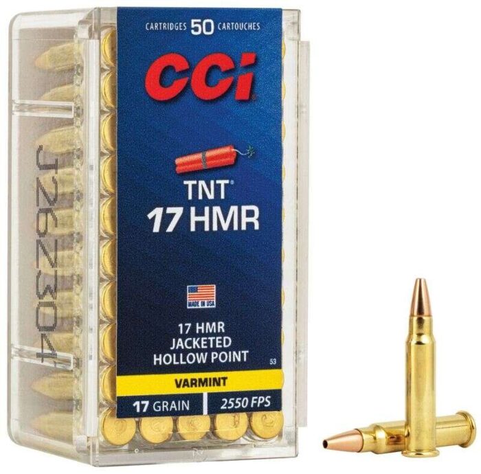 httpsblackhillsshooterssupply.comwp-contentuploads202511CC_53_17HMRTNTJHPVarmint_Combo_Rm-800x788-1-700x690-1.jpg CCI TNT 17 HMR 17 Grain Ammo – Varmint Jacketed Hollow Point 2550 fps - Image 1