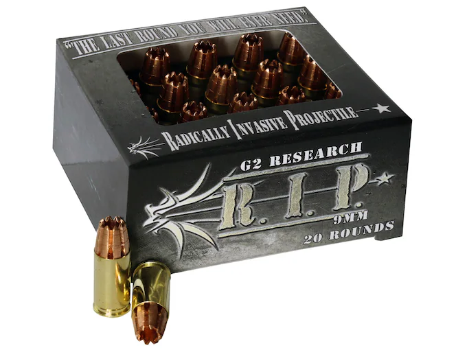 httpsblackhillsshooterssupply.comwp-contentuploads202511ergetg4e.webp G2 Research R.I.P. 9mm Luger Ammo 92 Grain G2 R.I.P. Fragmenting Hollow Point Lead Free Box of 20 - Image 1