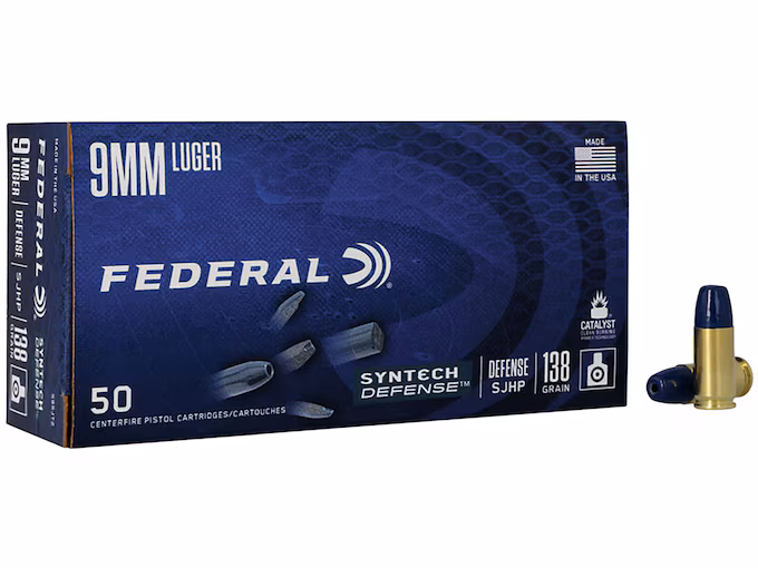 httpsblackhillsshooterssupply.comwp-contentuploads202511fwfwww.avif Federal Syntech Defense 9mm Luger Ammo 138 Grain Jacketed Hollow Point - Image 1