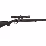 Traditions Buckstalker Muzzleloading Rifle with 3-9x 40mm Scope and Redi-Pak 50 Caliber 24″ Blued Barrel Synthetic Stock Black
