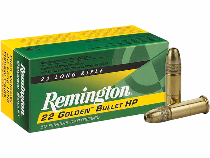 httpsblackhillsshooterssupply.comwp-contentuploads202511johh.avif Remington Golden Bullet 22LR Ammo 36 Grain Plated Hollow Point - Image 1