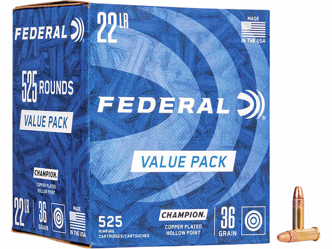 httpsblackhillsshooterssupply.comwp-contentuploads202511lylyy.avif Federal Champion 22LR Ammo 36 Grain Plated Hollow Point - Image 1
