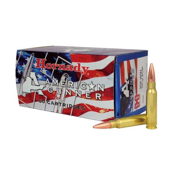 httpsblackhillsshooterssupply.comwp-contentuploads202511media__82919-608x608-1.jpg HORNADY American Gunner 308 Win. 155Gr BTHP Match 250Rd Box Ammo (80967) - Image 1