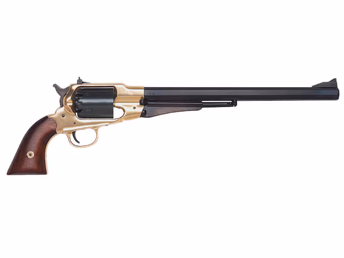 httpsblackhillsshooterssupply.comwp-contentuploads202511rrrrrrrrrrrrrr.avif Pietta 1858 Buffalo Texas Black Powder Revolver 44 Caliber 12″ Blued Barrel Brass Frame Walnut Grip - Image 1