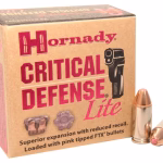 Hornady Critical Defense Lite 9mm Luger Ammo 100 Grain Hornady FTX Polymer Tip Box of 25