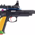 CZ-USA Czechmate Parrot 9mm Luger Pistol 5.23″ Threaded Barrel 26+1 Round Black Slide Yellow Grip Black Frame