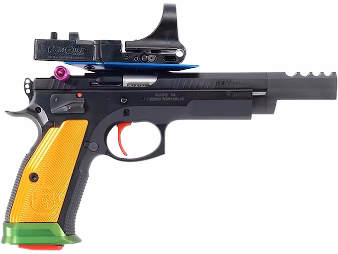 httpsblackhillsshooterssupply.comwp-contentuploads202512vvvvvvvvvvvvvvvvvvvvvvvvvvvvvvvvvvvvvvvvvvv.avif CZ-USA Czechmate Parrot 9mm Luger Pistol 5.23″ Threaded Barrel 26+1 Round Black Slide Yellow Grip Black Frame - Image 1