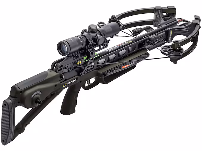 httpsblackhillsshooterssupply.comwp-contentuploads202603fdjeryjyj.avif TenPoint Turbo X Crossbow with RangeMaster 100 Scope ACUslide Moss Green - Image 1